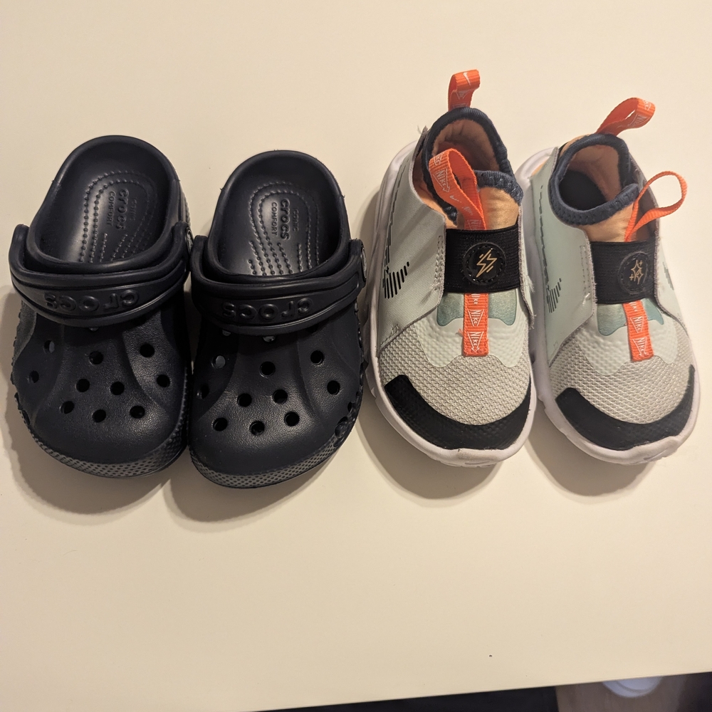 Nike Kids Black Clogs and White Water Shoes